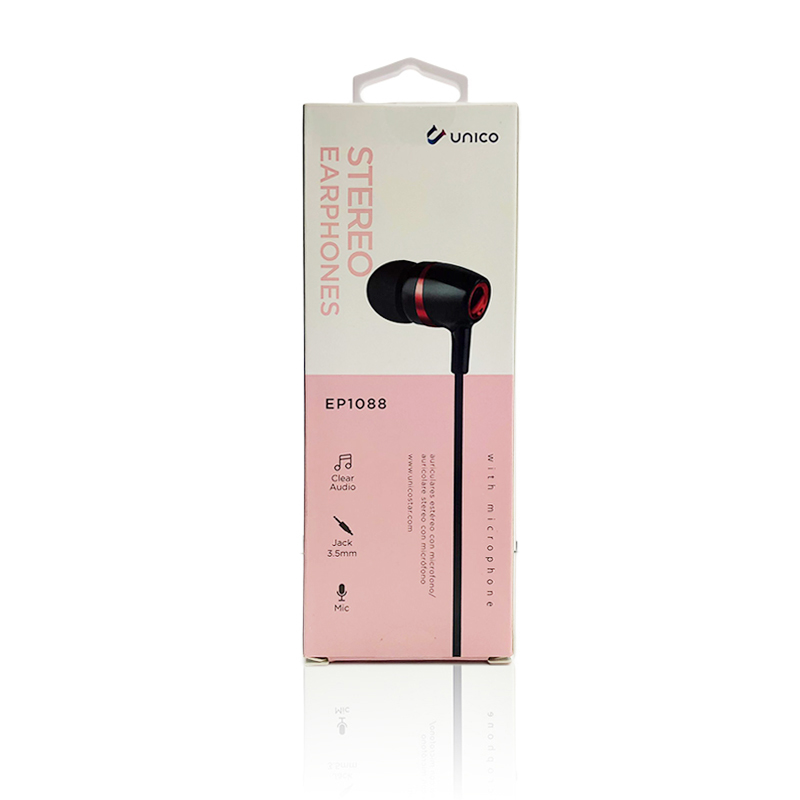 Cuffie Auricolari + Microfono Unico EP1088 Nero/Rosa Jack 3.5mm Earphones –  Mr-Cartridge