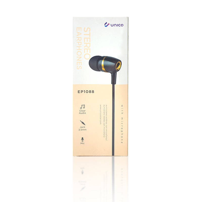 Cuffie Auricolari + Microfono Unico EP1088 Nero/Gold Jack 3.5mm Stereo  Earphones – Mr-Cartridge