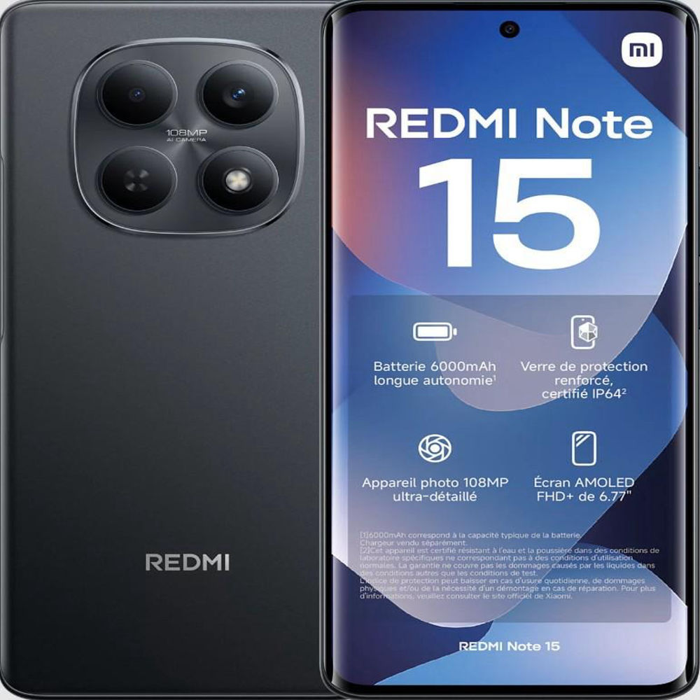 Xiaomi Redmi Note 15 4G 8+256gb Black 6.77'' DS Smartphone Nuovo