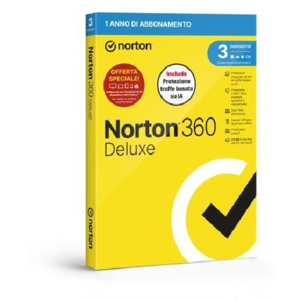 Software Antivrus Norton 360 Deluxe Attach - 3 Dispositivi 25GB (21483646)