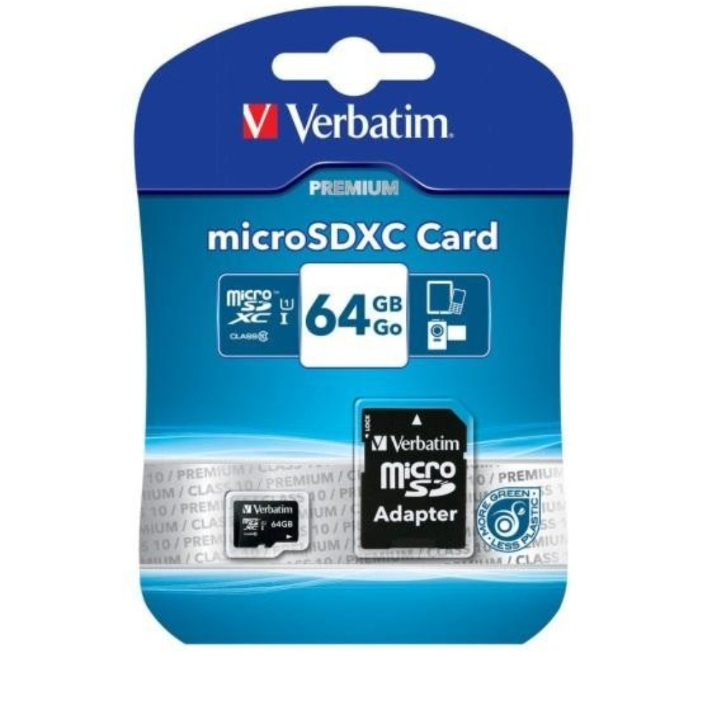 Verbatim Memory Micro SD 64GB SDHC Classe 10 - 44084 + Adattatore